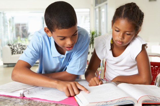 students doing homework together